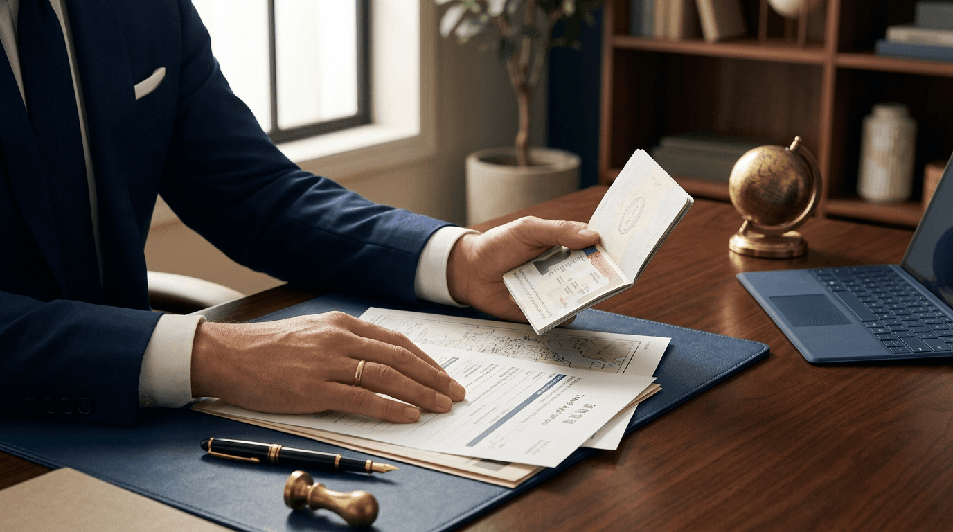 Visa consultant reviewing overseas visa documents